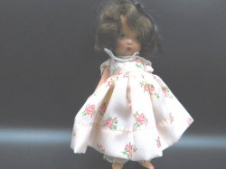 5'' Bisque BRUNETTE NANCY ANN STORYBOOK DOLL, PINK ROSES DRESS,  BOX 126, BOOKLET